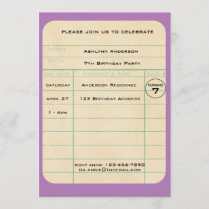 Purple Library Card Birthday