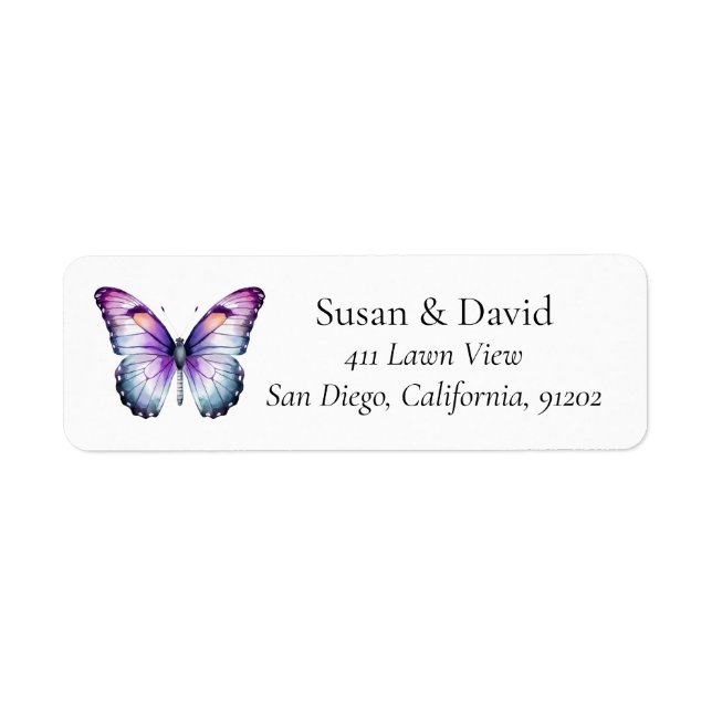 Purple & Light Blue Butterfly Address (Front)