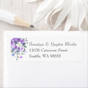 Purple, Light Blue Rose Bouquet Address Labels