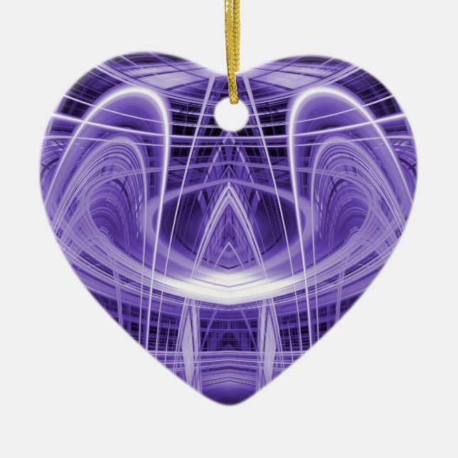 Purple light trails ceramic tree decoration (Front)