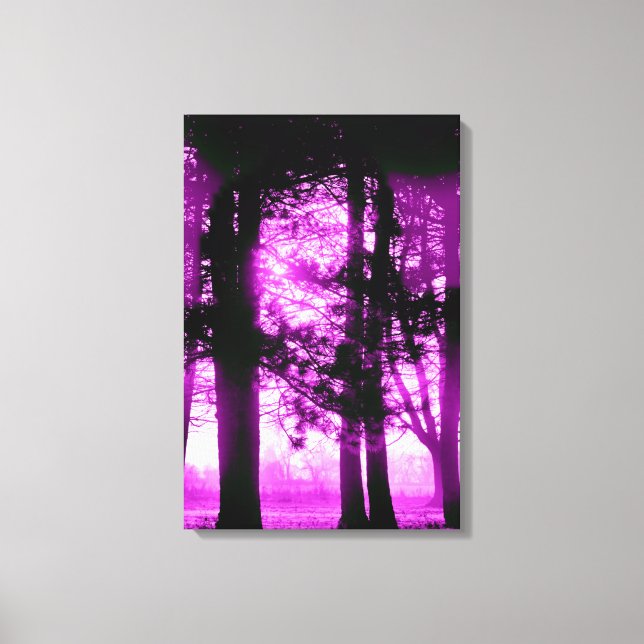 Purple Light with Silhouette Trees Canvas Print (Front)