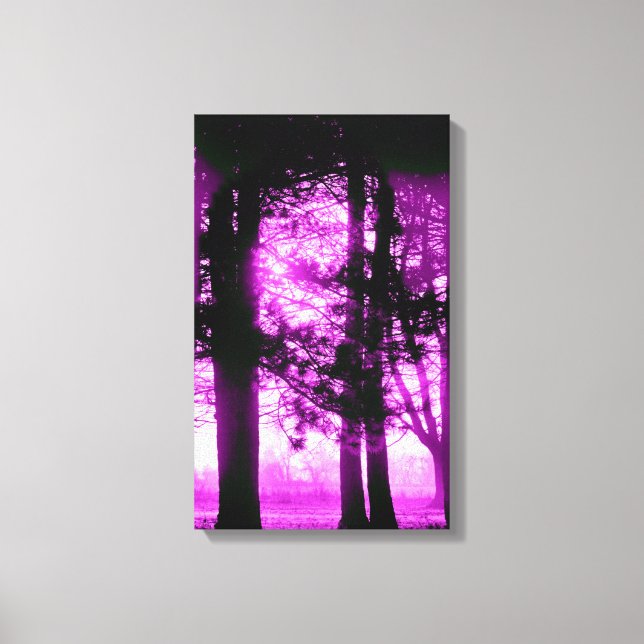 Purple Light with Silhouette Trees Canvas Print (Front)