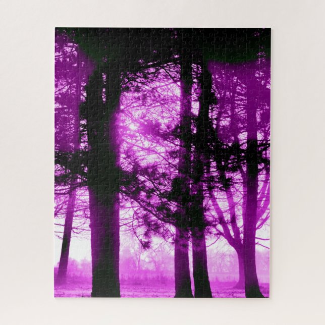 Purple Light with Silhouette Trees  Jigsaw Puzzle (Vertical)