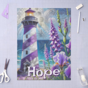 Purple Lighthouse Floral Personalized Decoupage Tissue Paper
