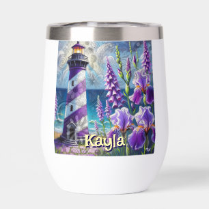 Purple Lighthouse w/Foxglove & Iris Personalised