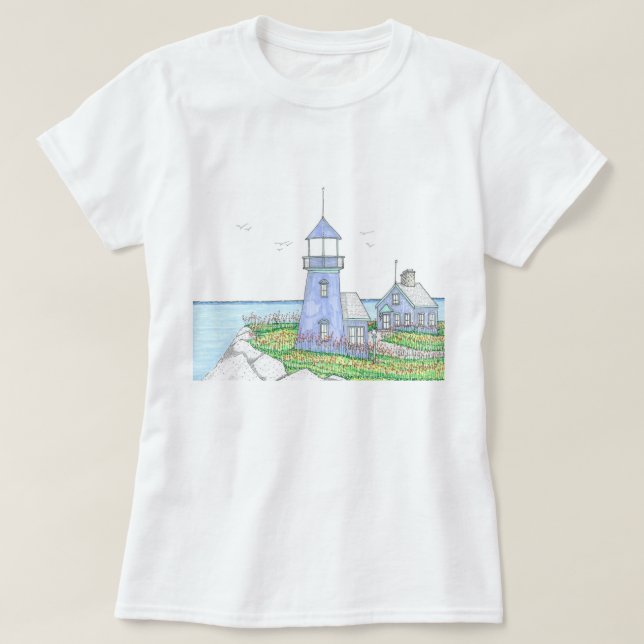 Purple Lighthouse; Women's Tshirt; Beach Life  T-Shirt (Design Front)