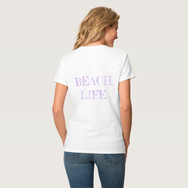 Purple Lighthouse; Women's Vneck Tshirt (Back Full)