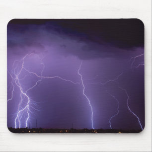 Purple Lightning in a Night Desert Thunder Storm Mouse Mat
