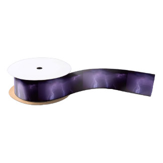 Purple Lightning in a Night Desert Thunder Storm Satin Ribbon