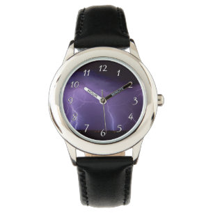Purple Lightning in a Night Desert Thunder Storm Watch