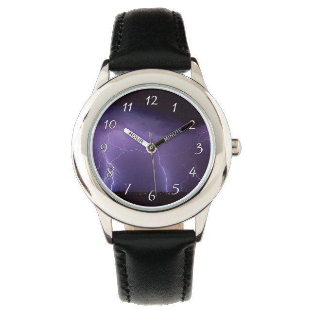Purple Lightning in a Night Desert Thunder Storm Watch (Front)