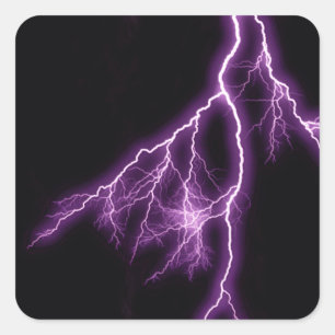 Purple Lightning Square Sticker