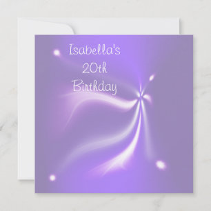 Purple Lights 20th Birthday Party Invitation