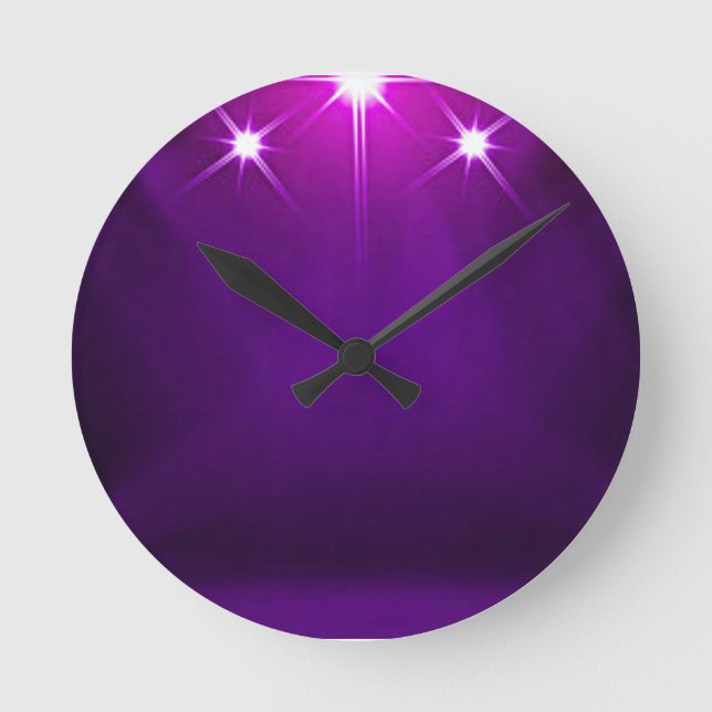 PURPLE LIGHTS ACRYLIC WALL CLOCK! ROUND CLOCK (Front)