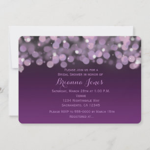 Purple Lights Night Sky Wedding Party Invitation