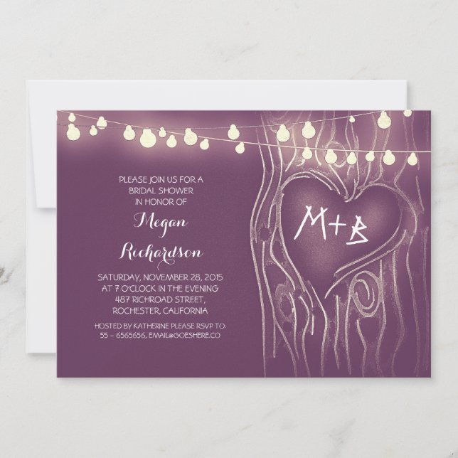 purple lights tree romantic bridal shower invitation (Front)