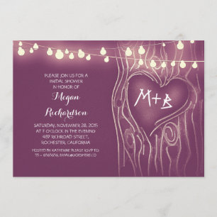 purple lights tree romantic bridal shower invitation