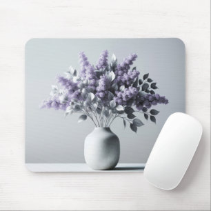 Purple Lilac and Silver Leaf Bouquet Mouse Mat