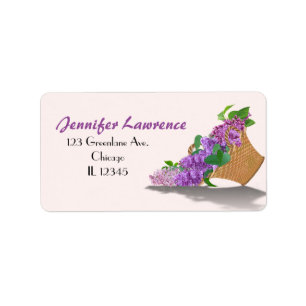 Purple Lilac Basket Address Labels   Customise