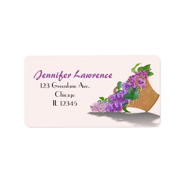Purple Lilac Basket Address Labels | Customise (Front)