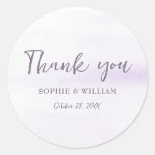 Purple Lilac  Beautiful Elegant Wedding Thank You  Classic Round Sticker