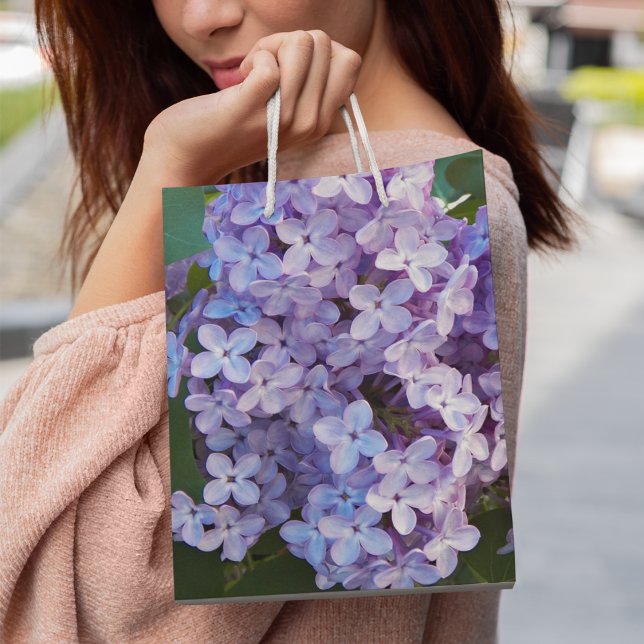 Purple Lilac Blooms Floral Medium Gift Bag (In Situ)