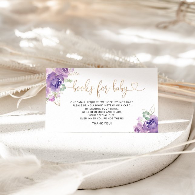 Purple lilac books for baby ticket enclosure card (Creator Uploaded)