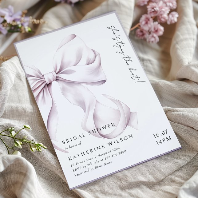 Purple Lilac Bow Bridal Shower Invitation (Creator Uploaded)