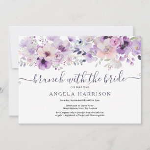 Purple Lilac Brunch with the Bride Shower Floral  Invitation