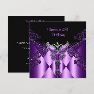Purple Lilac Butterfly Jewel 30th Birthday Party Invitation