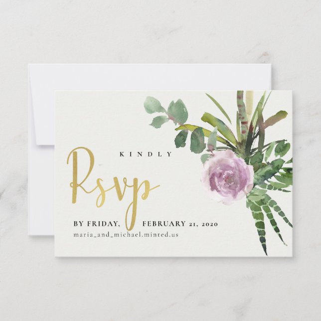 Purple lilac desert cactii RSVP card (Front)