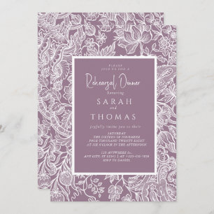 Purple Lilac Elegant Line Art Wildflower  Invitation