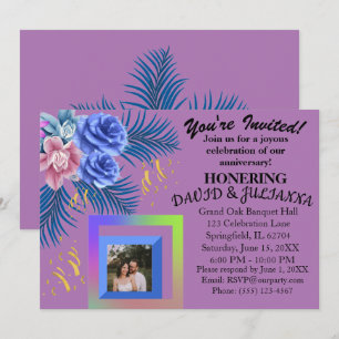 Purple Lilac Floral Boho Modern Trendy Invitation
