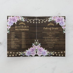 Purple Lilac Floral Enchanted Forest Quinceañera Programme