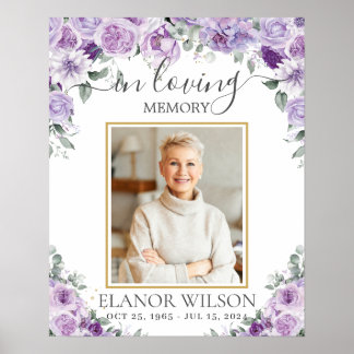 Purple Lilac Floral Funeral Memorial Picture Photo Poster
