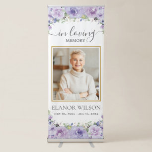 Purple Lilac Floral Funeral Memorial Picture Photo Retractable Banner