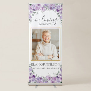 Purple Lilac Floral Funeral Memorial Picture Photo Retractable Banner