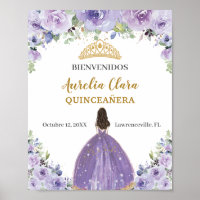 Purple Lilac Floral Girl Quinceañera Welcome   