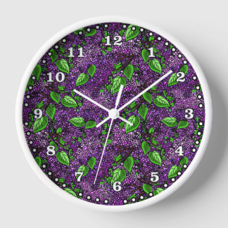 Purple Lilac Floral Home Decor Clock