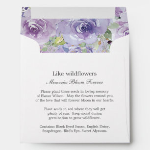 Purple Lilac Floral Memorial Funeral Seed Packet Envelope
