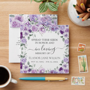 Purple Lilac Floral Memorial Funeral Seed Packet Envelope