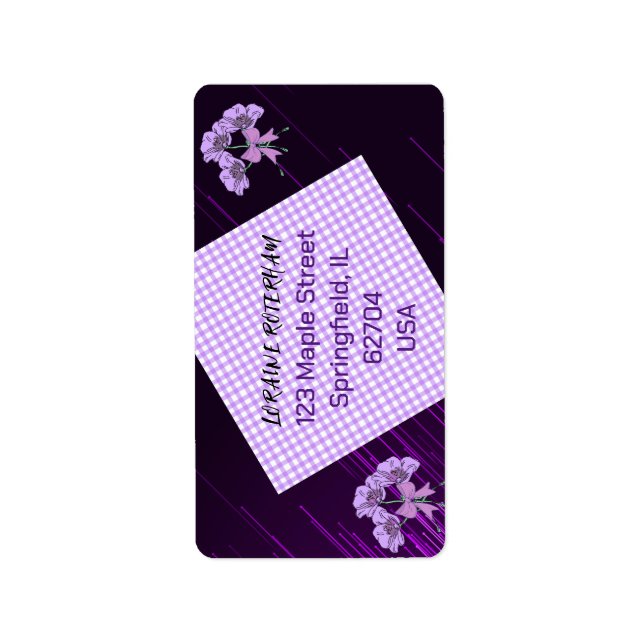 Purple Lilac Floral Pattern Return Address Label (Front)