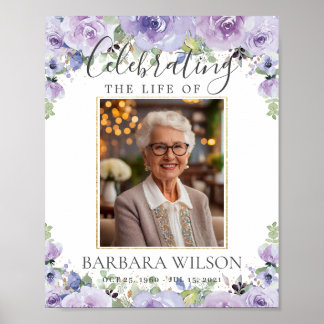 Purple Lilac Floral Picture Photo Funeral Digital Poster