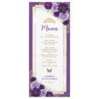 Purple Lilac Floral Quinceanera Birthday Menu Card
