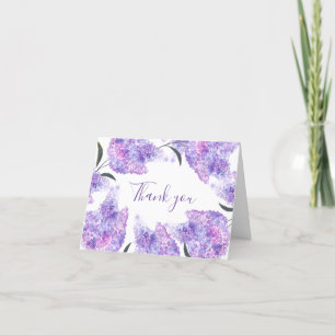 Purple Lilac Floral Summer Wedding Thank you  Card
