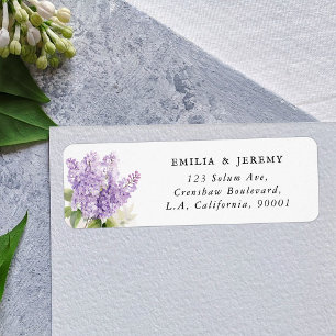 Purple Lilac Floral Watercolor Return Address