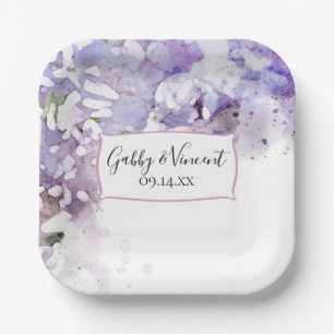 Purple Lilac Floral Watercolor Wedding   Paper Plate