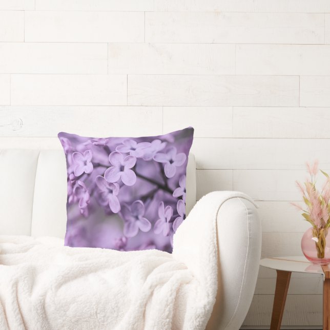 Purple Lilac Flower Branches Cushion (Couch)