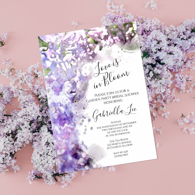 Purple Lilac Flower Love is in Bloom Bridal Shower Invitation (Creator Uploaded)