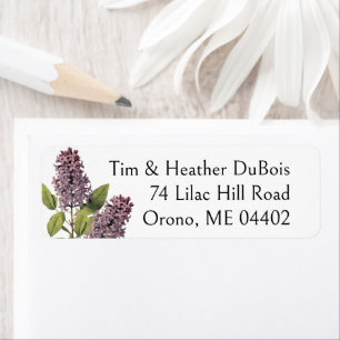 Purple Lilac Flower Personalised Return Address